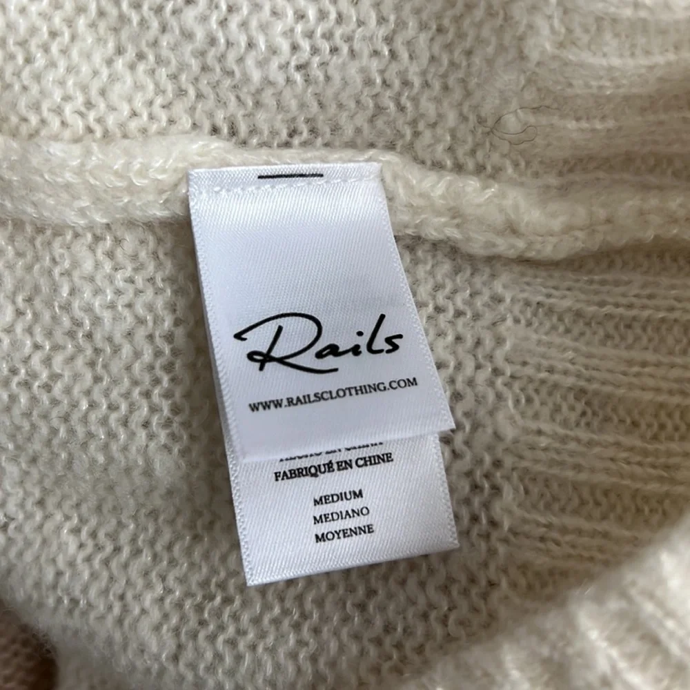 RAILS Ivory Jute Metallic Stripe Cashmere Silk Blend Sweater M - Picture 12 of 13